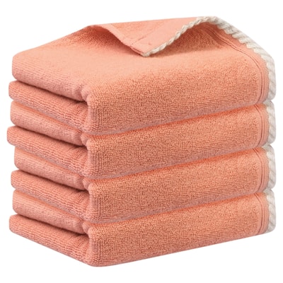 Solid Cotton Hand Towels, Absorbent and Quick Drying Towel for Bathroom, Travel, Camp 14" x 28" Light Red