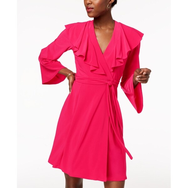 fuschia pink wrap dress