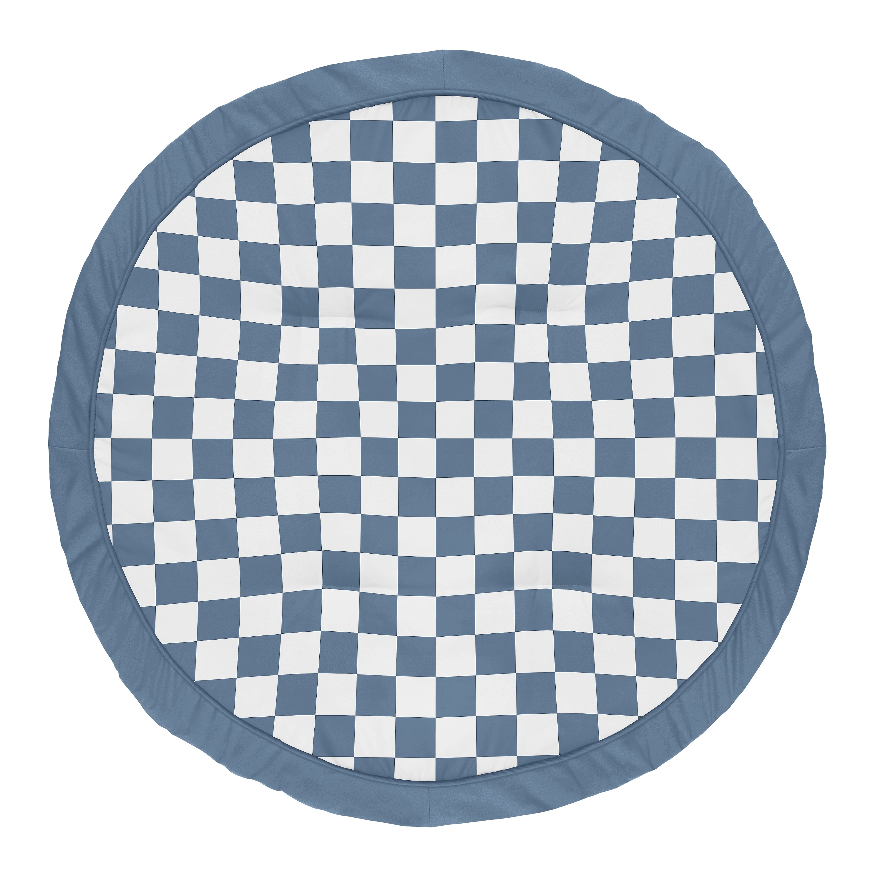 Sweet Jojo Designs Blue Gingham Checkered Plaid Boy Baby Tummy Time Playmat - Vintage Classic Checkerboard, Geometric Minimalist