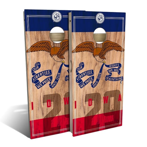 slide 2 of 9, Iowa State Flag 2.0 Outdoor Cornhole Board Set
