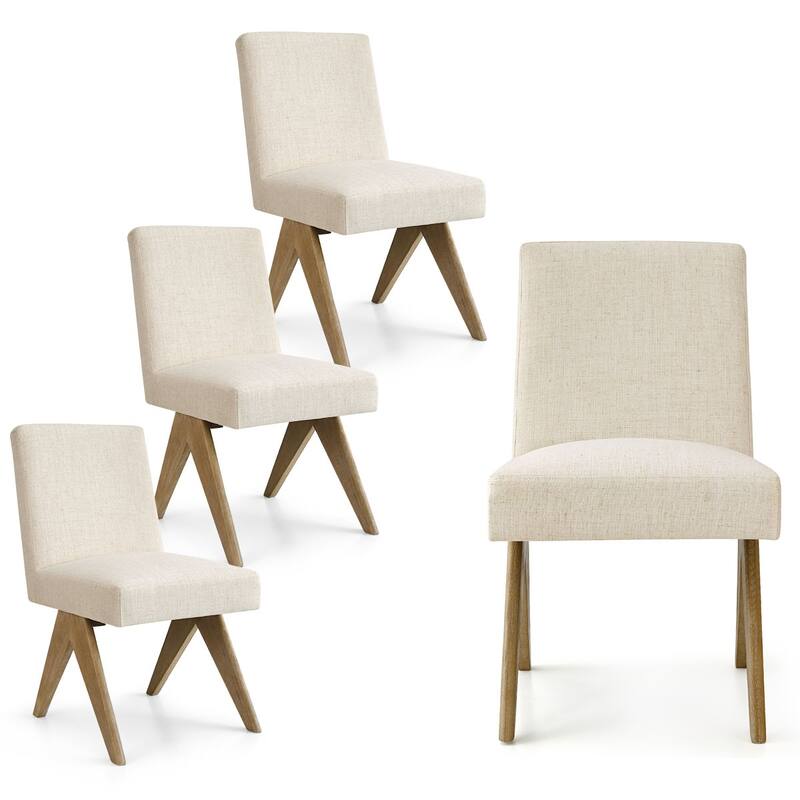 Mid Century Modern Dining Chair (Set of 4) - Beige