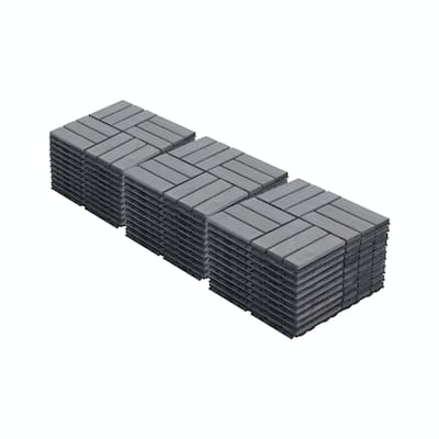 Interlocking Deck Tiles Checker Pattern, 12" x 12" Square Acacia Hardwood Outdoor Flooring