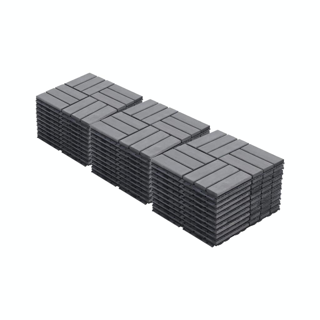 Interlocking Deck Tiles Checker Pattern, 12" x 12" Square Acacia Hardwood Outdoor Flooring