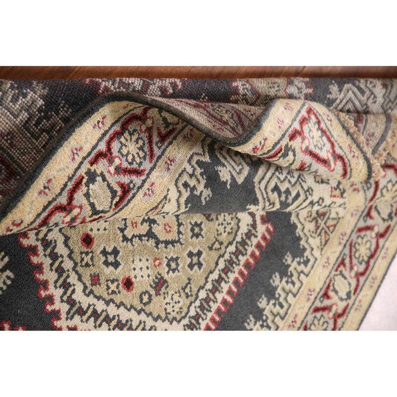 Geometric Heriz-Serapi Accent Rug Hand-Knotted Oriental Wool Carpet - 4'0"x 6'0"