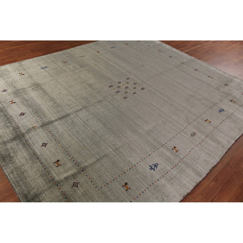 Gabbeh Oriental Area Rug Hand-Knotted Living Room Wool Carpet - 8'0" x 9'5"