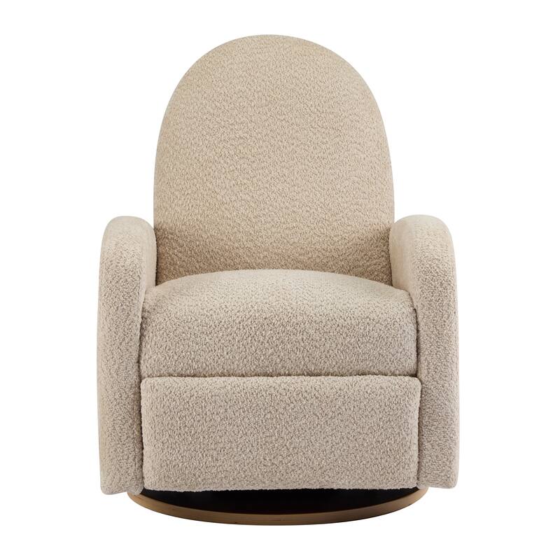 Contemporary Design 360 Swivel Boucle Glider Recliner Chair
