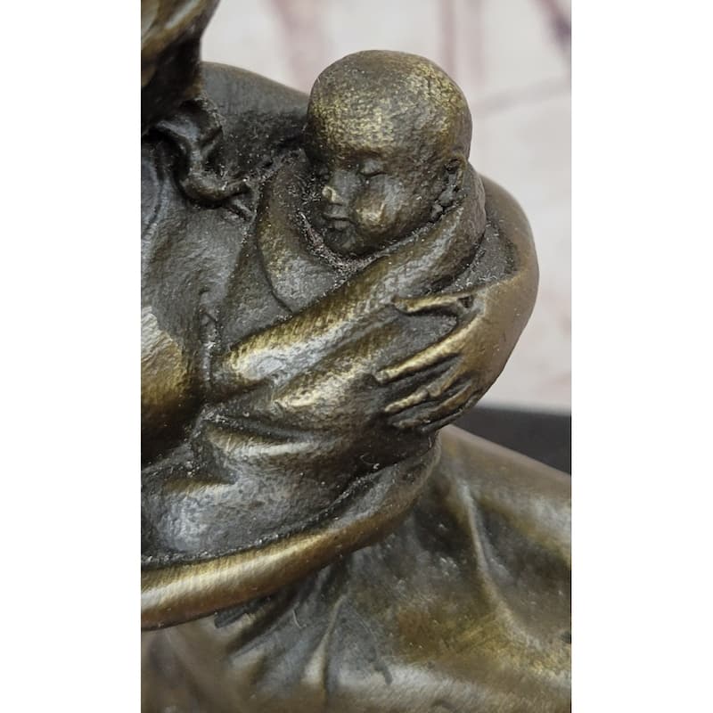 Young Mother W/ Newborn Baby Bronze Sculpture Statue Figure Signed Art By Milo