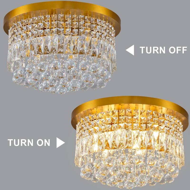 KAYLA 19-Lights High Ceiling Chandelier Modern Gold Crystal Chandeliers Large Foyer Chandelier Fixtures