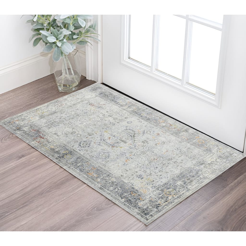 HomeRoots Medallion Transitional Rectangle Area Rug