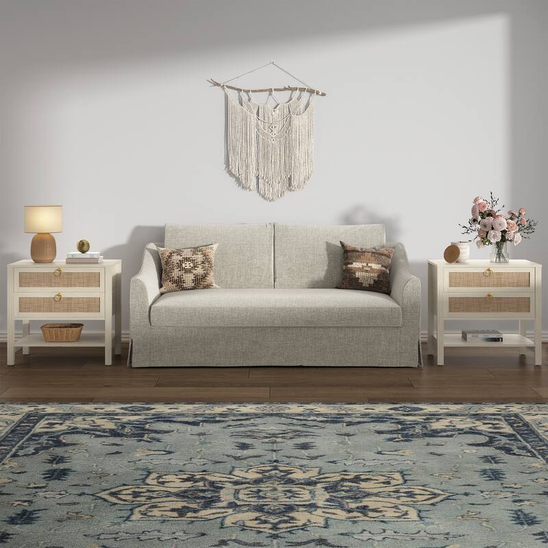 SICOTAS Rattan Boho Nightstand Great Storage for Compact Bedroom Areas