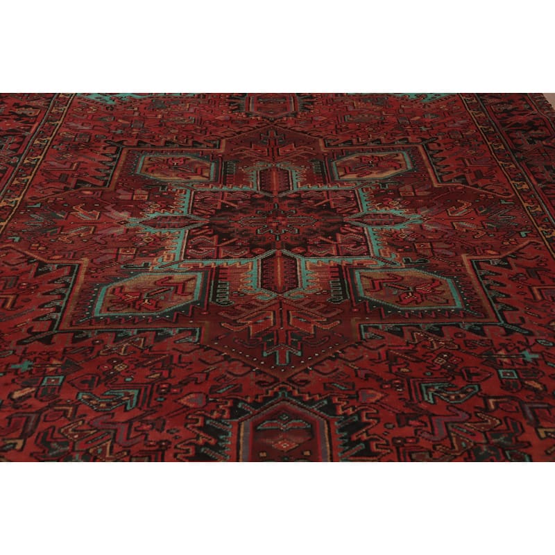Hand Knotted Oriental 100% Wool Carpet Traditional Medallion Red Heriz Area Rug - 11' 1'' X 7' 11''