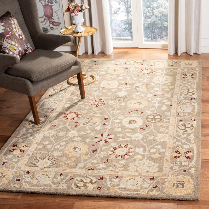 SAFAVIEH Handmade Anatolia Fuencisla Grey Blue/ Ivory Hand-spun Wool - 6' x 9' - Beige/Sage - Runner/Rectangle