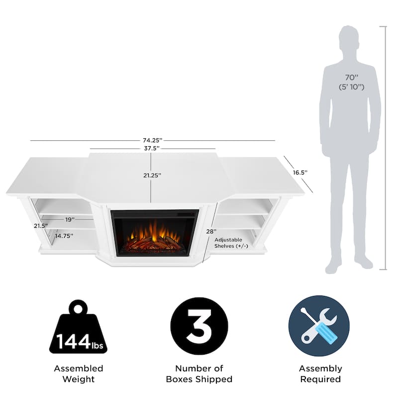 Valmont 74" Electric TV Stand Fireplace by Real Flame