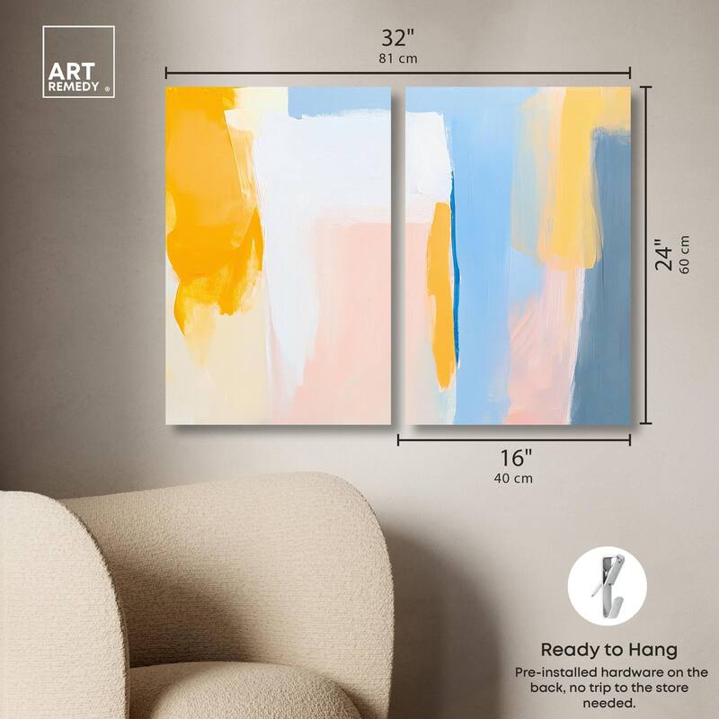 Lightwave Tides Canvas Set of 2 by Art Remedy, Gallery Wrapped