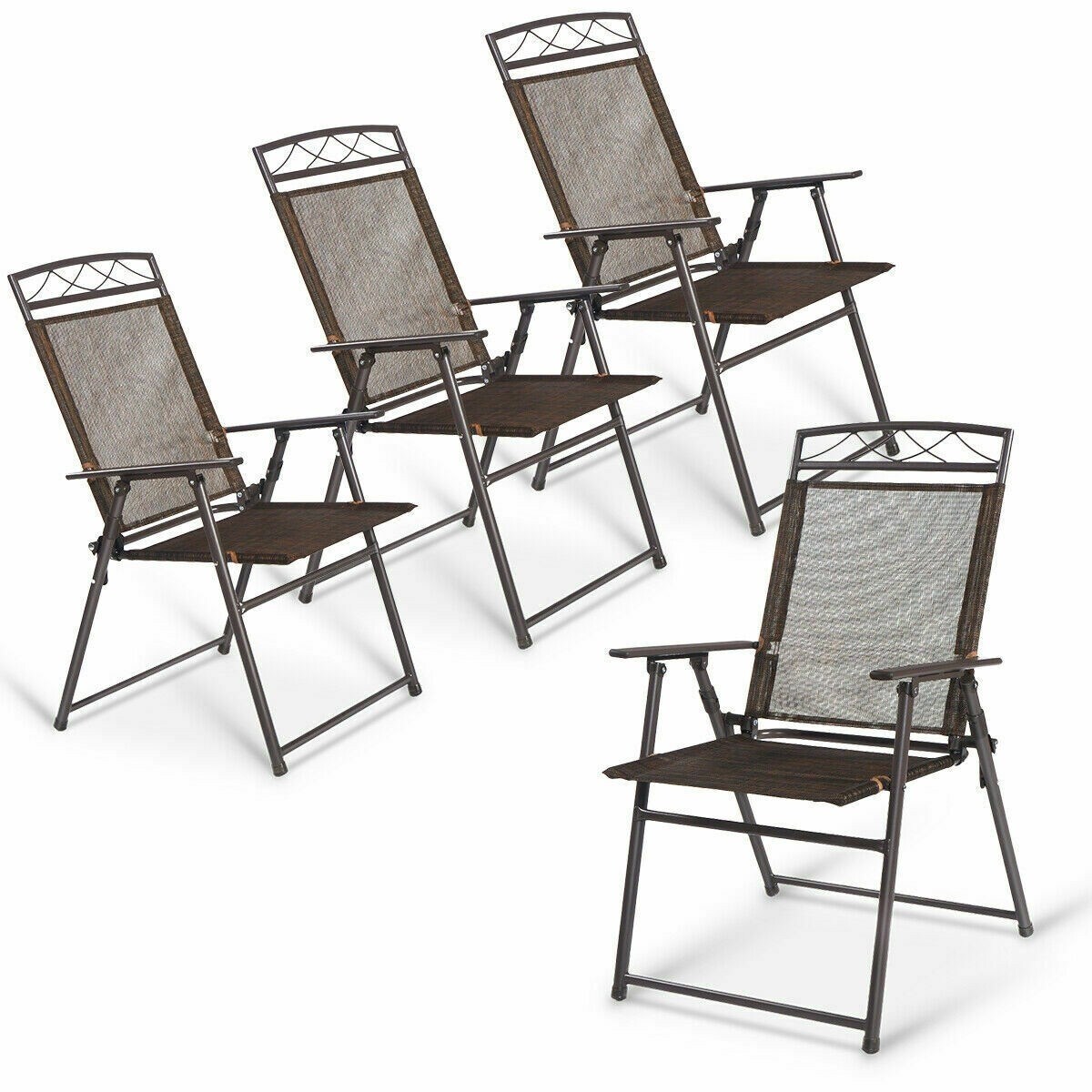 Set of 4 sales outdoor folding sling chairs