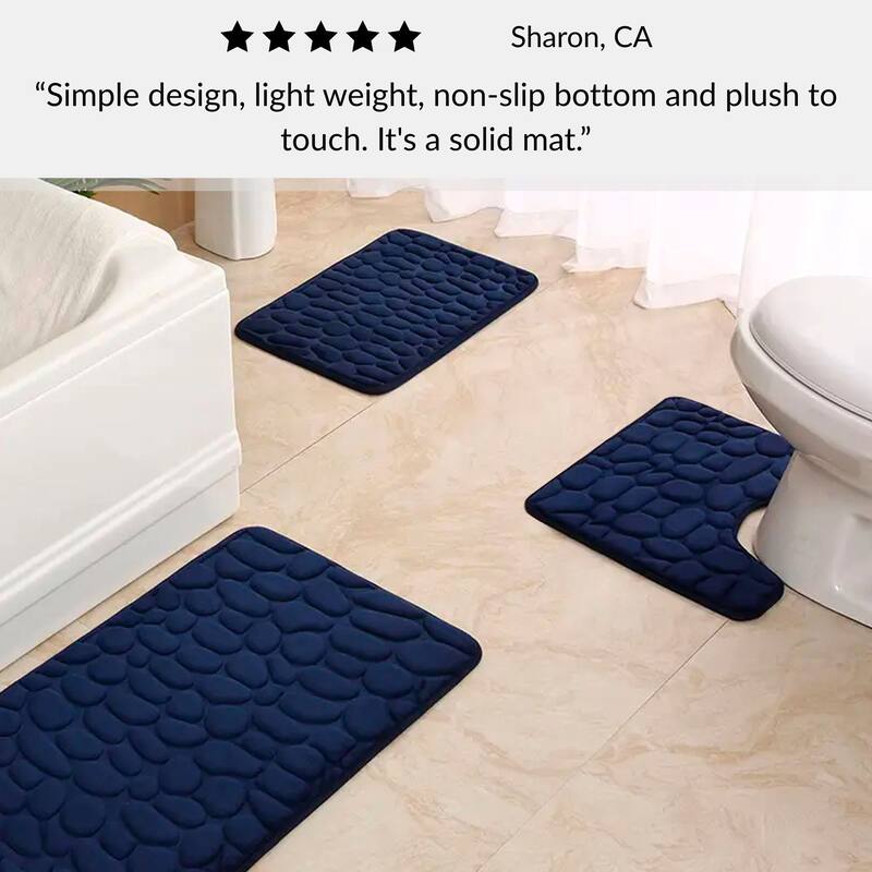 Memory Foam Contour Bath Mat Pebble Design 18x20