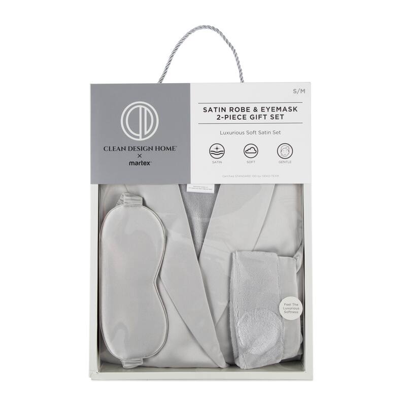 Clean Design Home x Martex Satin Robe And Eyemask Gift Set