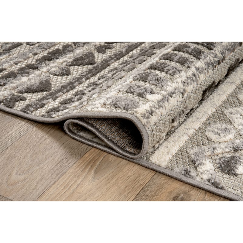 World Rug Gallery Modern Stripes Faded Geometric Indoor/Outdoor Area Rug