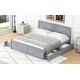 preview thumbnail 6 of 11, King Wooden Platform Bed with Headboard and Four Pull-Out Storage Drawers, Sturdy Frame with Slats and Center Support Legs