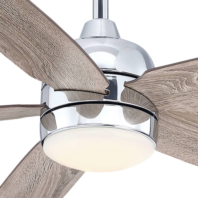 52-inch Chrome Modern Timer LED Ceiling Fan with Light and Remote Control