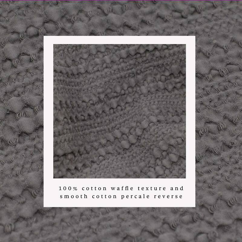 Linery & Co. Cotton Reversible Waffle Weave / Percale Duvet Cover Set