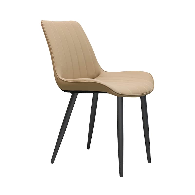 PU Leather Dining Chair with Metal Legs, Wave Pattern Upholstered Armless Chair Set of 4 for Kitchen, Restaurant, Living