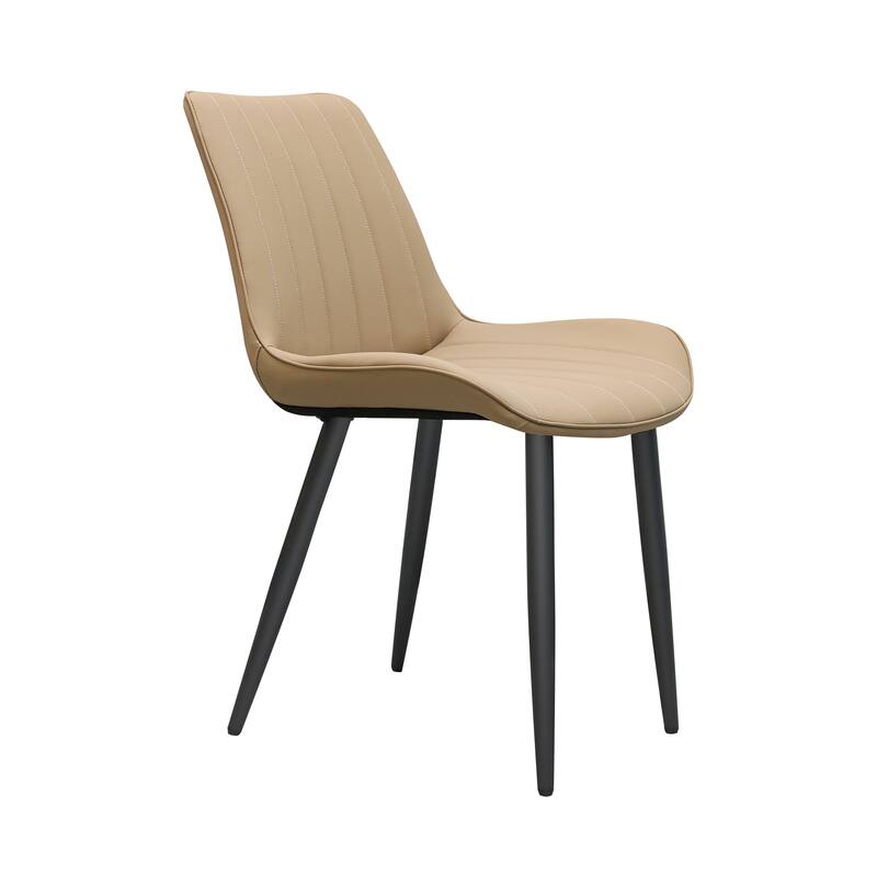 PU Leather Dining Chair with Metal Legs, Wave Pattern Upholstered Armless Chair Set of 6 for Kitchen, Living