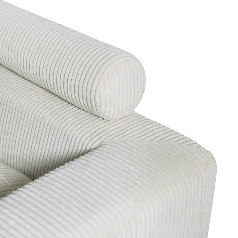 Modular Sectional Sofa, 4 Seater Corduroy Fabric with Ottomans Pillows