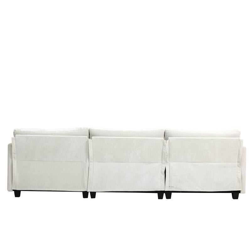 Chenille Upholstered 3 Seater Sofa, Cloud Sofa with 2 Pillows, Deep Seat Sofa with Storage Pocket for Living Room, Apartment