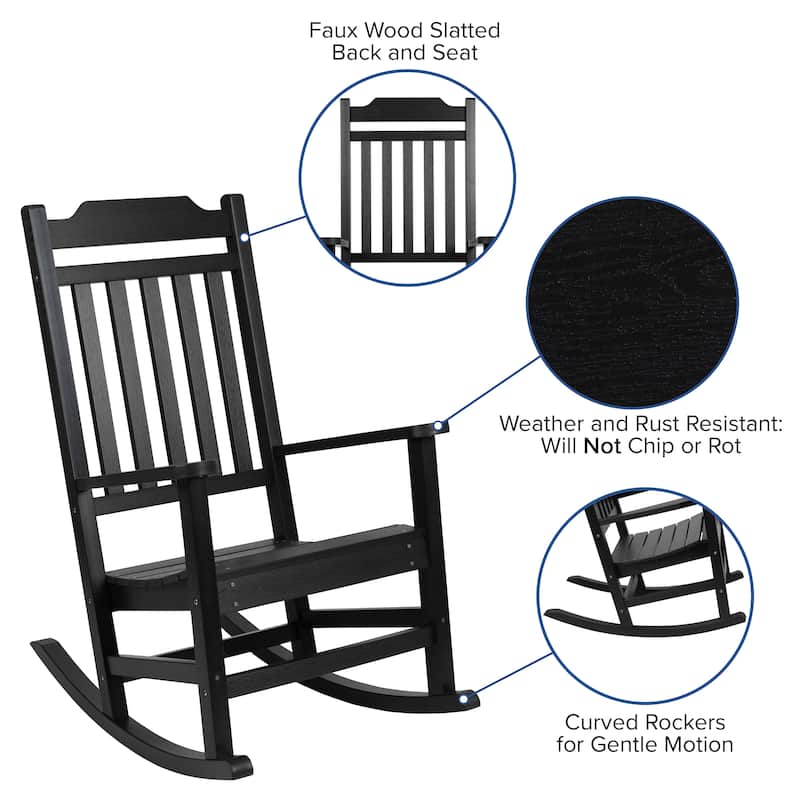 All-Weather Rocking Chair in Faux Wood - Patio and Backyard Furniture