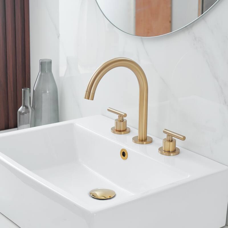 8 Inches Widespread Bathroom Faucet Two Handle 3 Hole with Drain