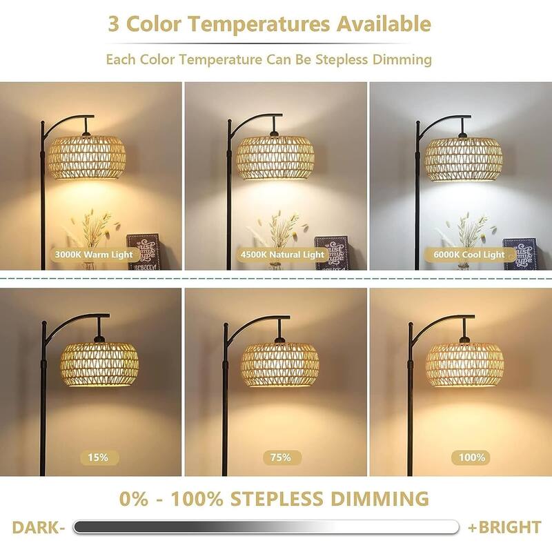 Arc Floor Lamp with Table and Shelves
