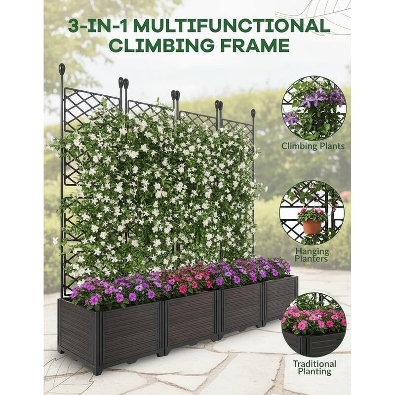 Raised Planter Box with Trellis, Balcony Privacy Screening