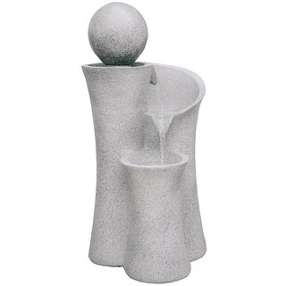XBrand Cascading Sphere Floor Zen Water Fountain, Indoor Outdoor Décor, 35 Inch Tall, Natural Grey