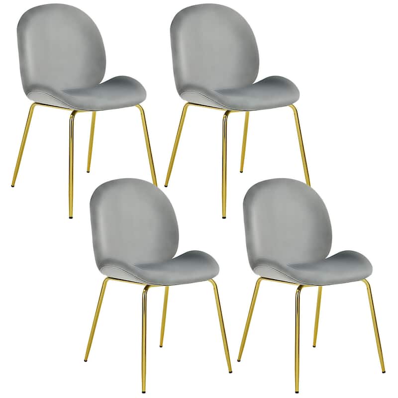 Gymax 4PCS Velvet Dining Chair Accent Leisure Chair Armless Side Chair - See Details - Grey