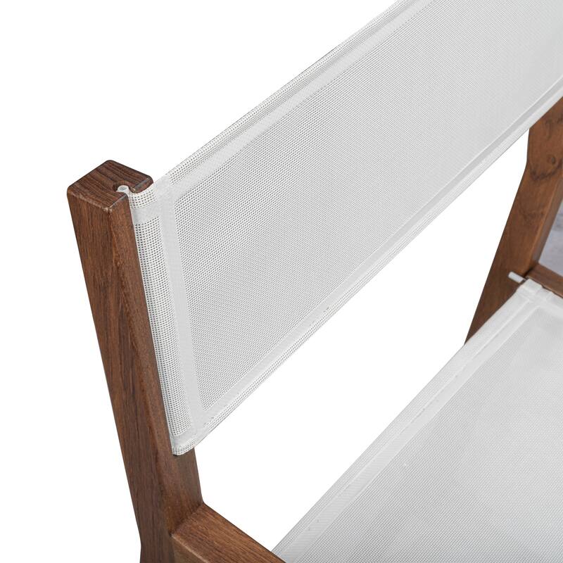 Teak Director Chair with Batyline Fabric - White Batyline Fabric