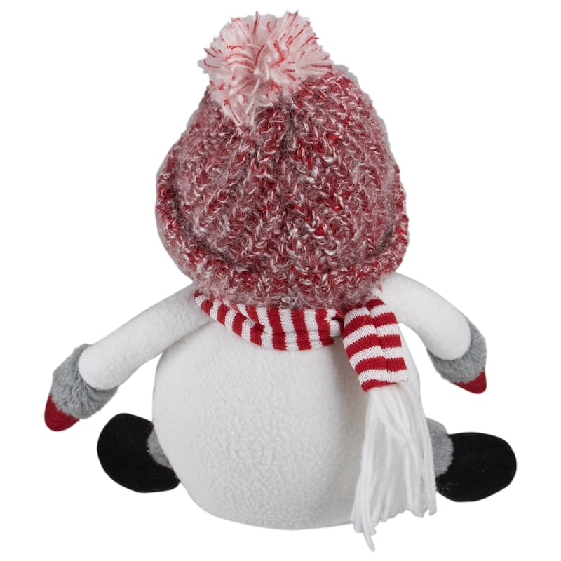 Sitting Winter Snowman Christmas Decoration - 16" - Red and White