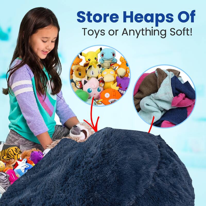 Cheer Collection Shaggy Bean Bag and Stuffed Animal Storage Case