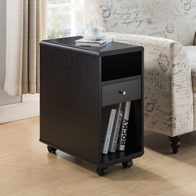 Furniture of America Cavy Contemporary Caster Wheels Drawer Side Table
