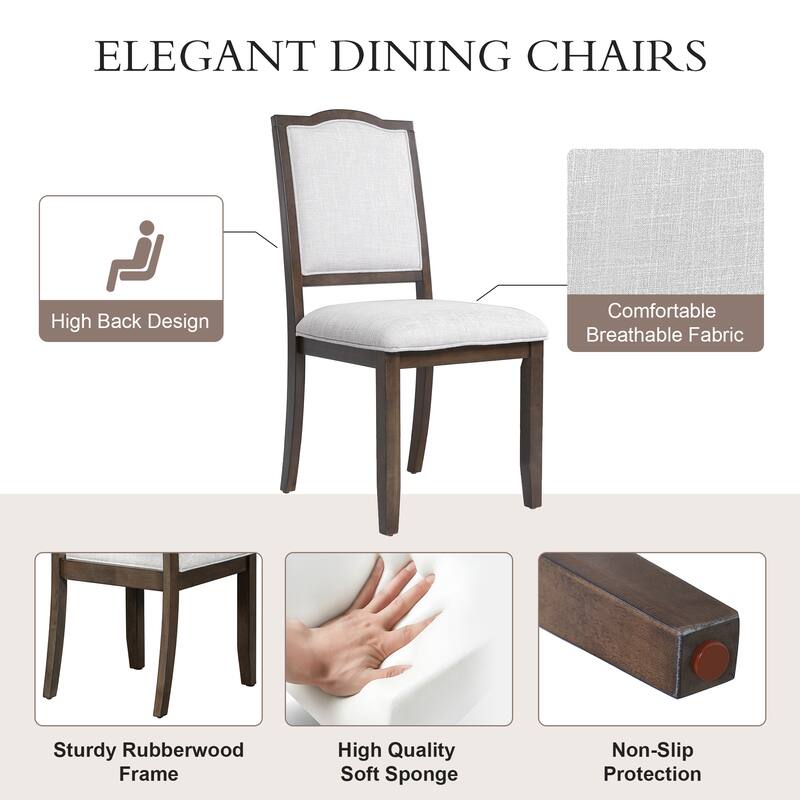 6-Piece Dining Table Set, 60inch to 78inch Extendable Wood Dining Table with Removable Leaf