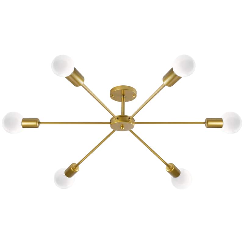 22.44 in. 6-Light Modern Semi- Flush Mount Ceiling Light with No Bulbs Included - 22.44''