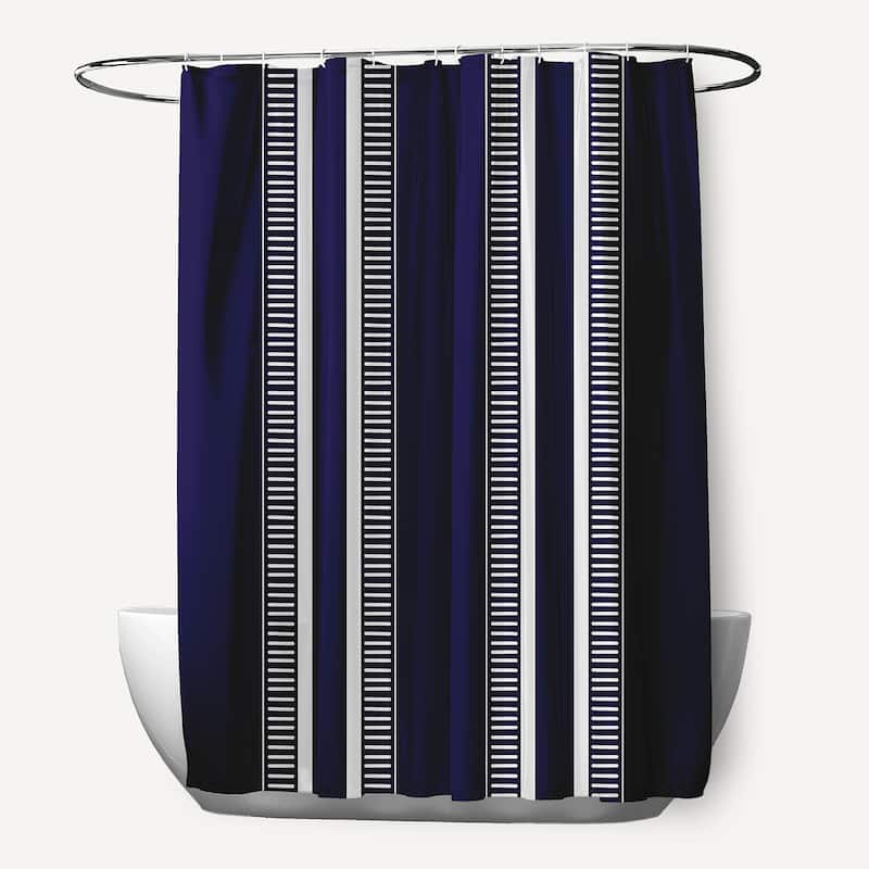 Dashing Stripedd, Stripedd Print Shower Curtain - Blue