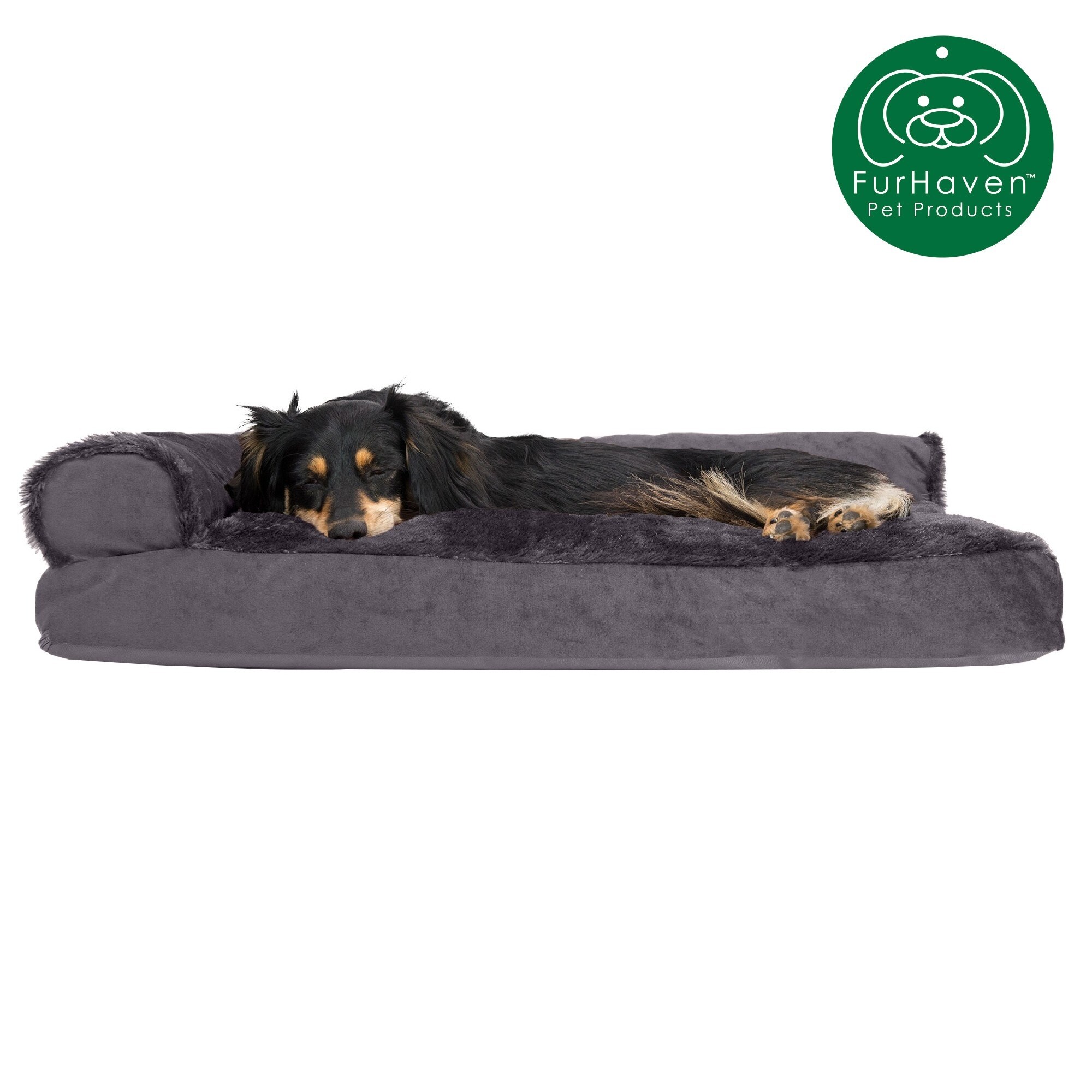 Shop Furhaven Pet Bed Plush Velvet Deluxe Chaise Lounge Pillow