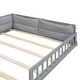 preview thumbnail 9 of 17, Solid Pine Wood Full Size Upholstered Platform Bed with Guardrail and Pillow, Not Need Box Spring, for Kids Girls Boys