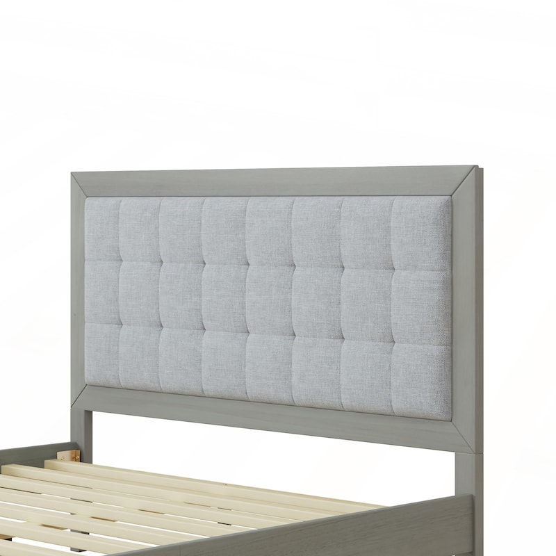 Solid Wood Platform Upholstered Headboard Bed