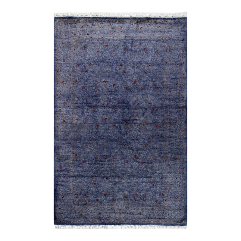 Overton Hand Knotted Wool Vintage Inspired Modern Contemporary Overdyed Purple Area Rug - 4' 2" x 6' 5"
