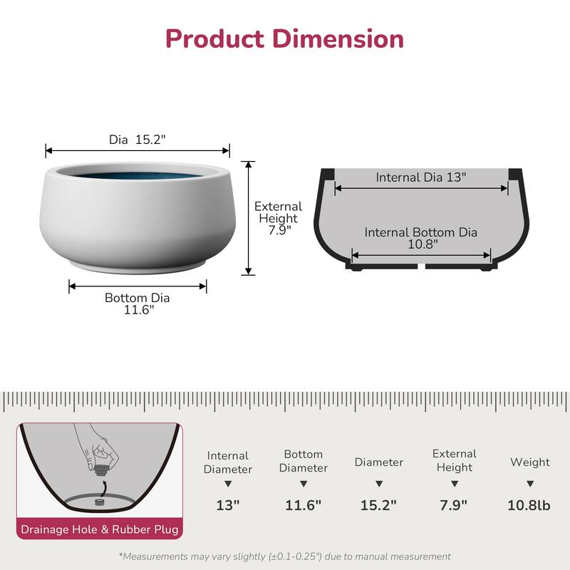 Round Curvy Concrete Planter Bowl Plant Pots