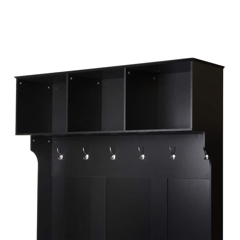 57"L Hall Tree with 6 Hooks and Coat Hanger