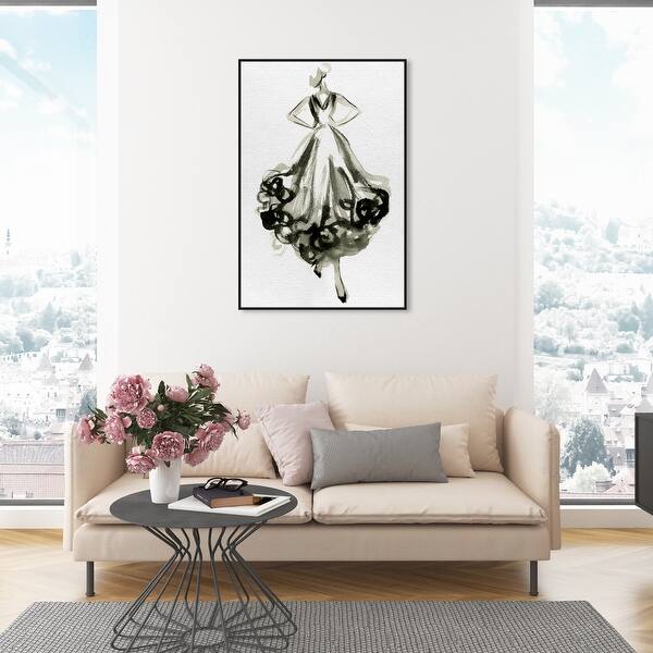 Oliver Gal 'Elegant Dress Flow IV' Fashion and Glam Wall Art Framed Canvas  Print Dress - Black, White - Bed Bath & Beyond - 32480788