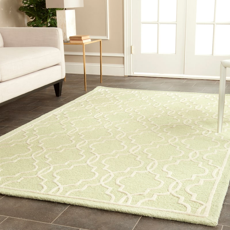 SAFAVIEH Handmade Cambridge Philine Geometric Wool Rug - 9' x 12' - Light Green/Ivory